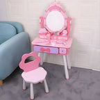 Princess-Themed Wooden Kids Makeup Vanity Set with Mirror and Storage Main Product Image