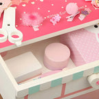 Princess-Themed Wooden Kids Makeup Vanity with Mirror & Jewelry Set