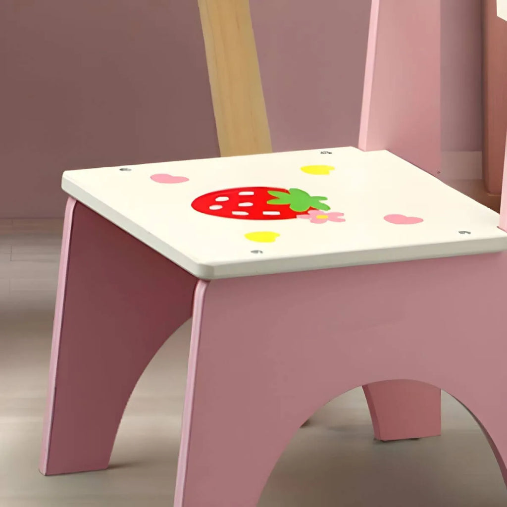 Princess-Themed Wooden Kids Makeup Vanity with Mirror & Jewelry Set