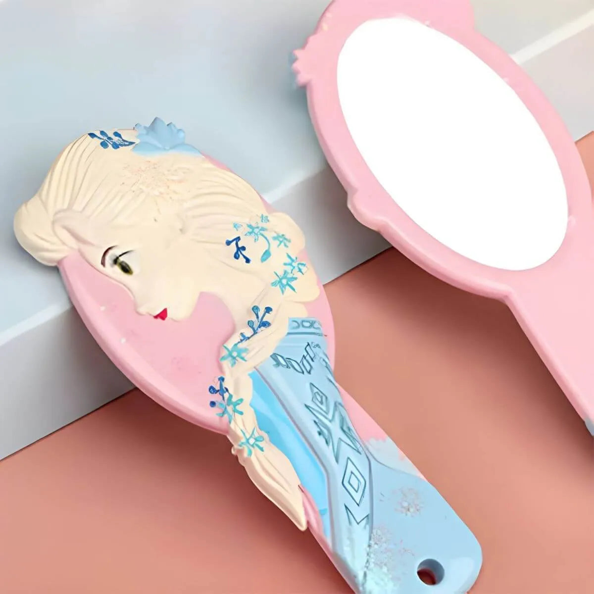 Princess-Themed Wooden Kids Makeup Vanity with Mirror & Jewelry Set