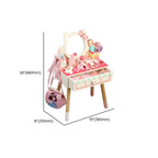 Princess-Themed Wooden Kids Makeup Vanity with Mirror & Jewelry Set Dimensions