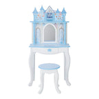 Princess-Themed Wooden Kids Vanity Set with Mirror and Stool