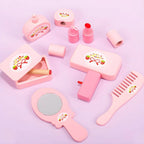 Princess-Themed Wooden Kids Vanity Set with Mirror and Storage