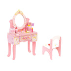 Princess-Themed Wooden Kids Vanity Set with Mirror and Storage