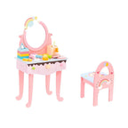 Princess-Themed Wooden Kids Vanity Set with Mirror and Storage