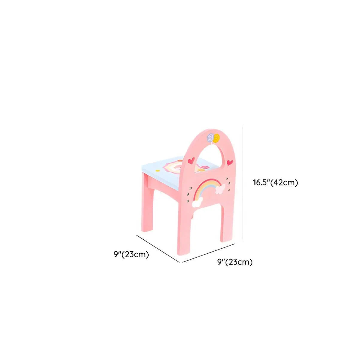 Princess-Themed Wooden Kids Vanity Set with Mirror and Storage Dimensions