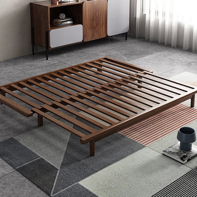 Modern Nordic khaki solid wood sofa bed with pull out feature and convertible sleeper design