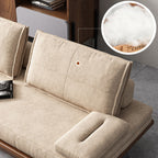 Modern Nordic khaki solid wood sofa bed with pull out feature and convertible sleeper design