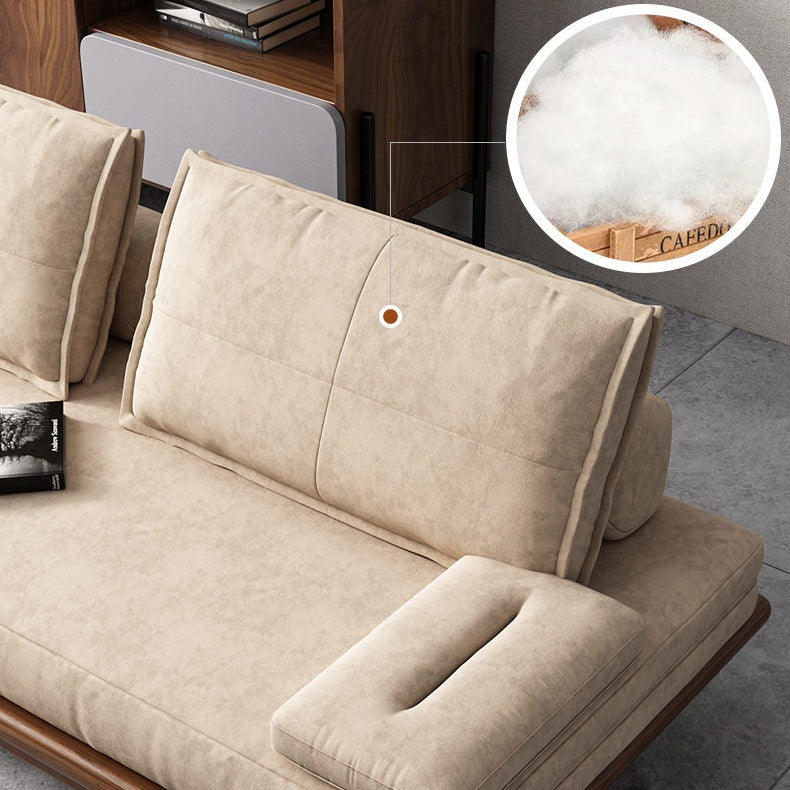 Modern Nordic khaki solid wood sofa bed with pull out feature and convertible sleeper design
