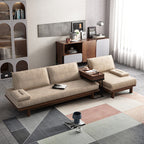 Modern Nordic khaki solid wood sofa bed with pull out feature and convertible sleeper design