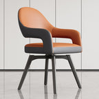Modern Leather Swivel Arm Chair with Metal Frame Enlarged Size
