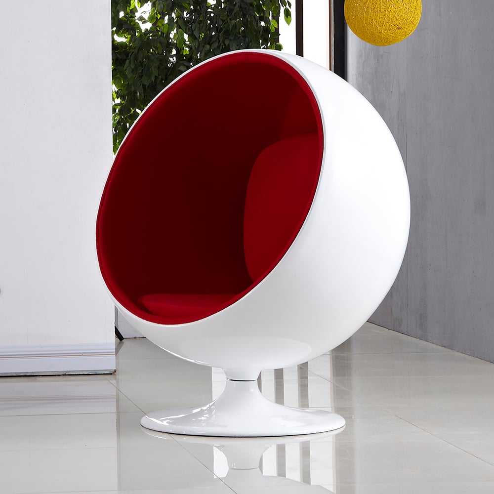 Scandinavian-Inspired Ball Chair in Fiberglass Shell