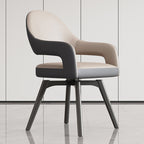 Modern Leather Swivel Arm Chair with Metal Frame Enlarged Size