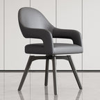 Modern Leather Swivel Arm Chair with Metal Frame Enlarged Size