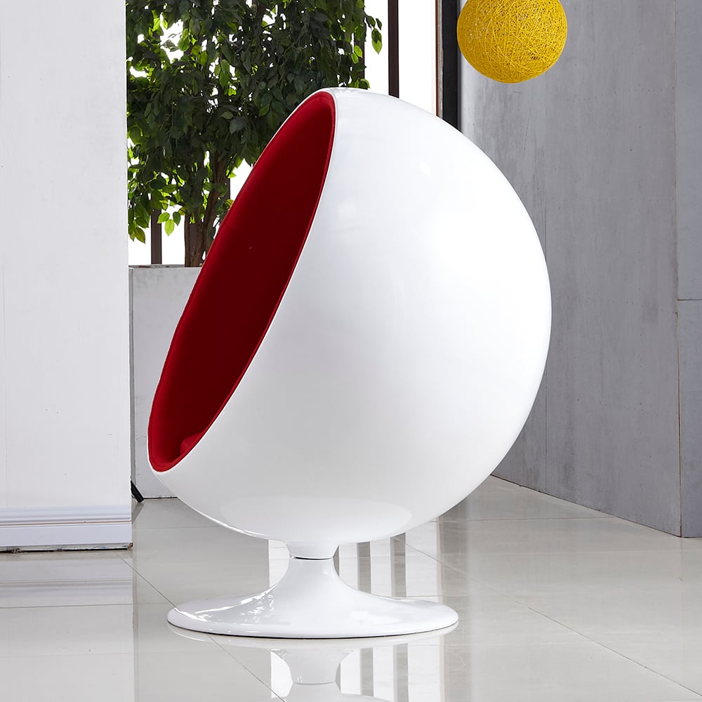 Scandinavian-Inspired Ball Chair in Fiberglass Shell