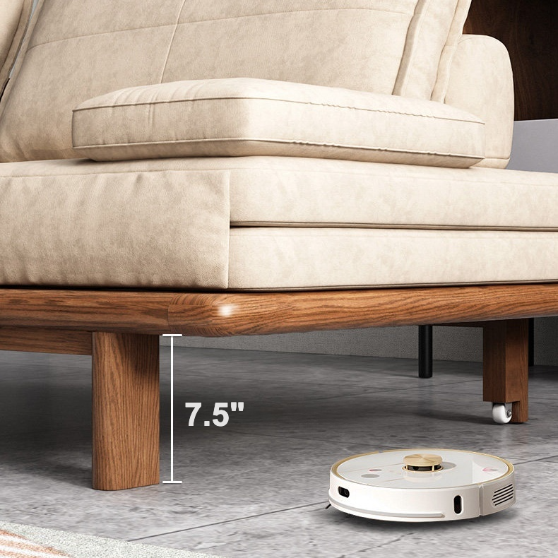 Modern Nordic khaki solid wood sofa bed with pull out feature and convertible sleeper design