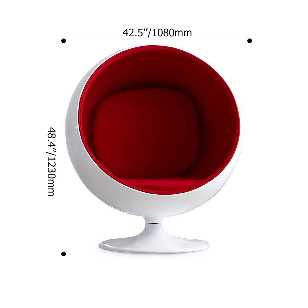 Scandinavian-Inspired Ball Chair in Fiberglass Shell