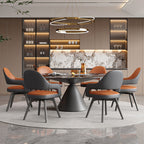 Modern Leather Swivel Arm Chair with Metal Frame Enlarged Size