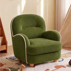 Pudding Kids Accent Chair With Embracing Back and Soft Plaid Upholstery