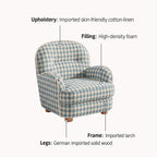 Pudding Kids Accent Chair With Embracing Back and Soft Plaid Upholstery