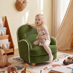 Pudding Kids Accent Chair With Embracing Back and Soft Plaid Upholstery