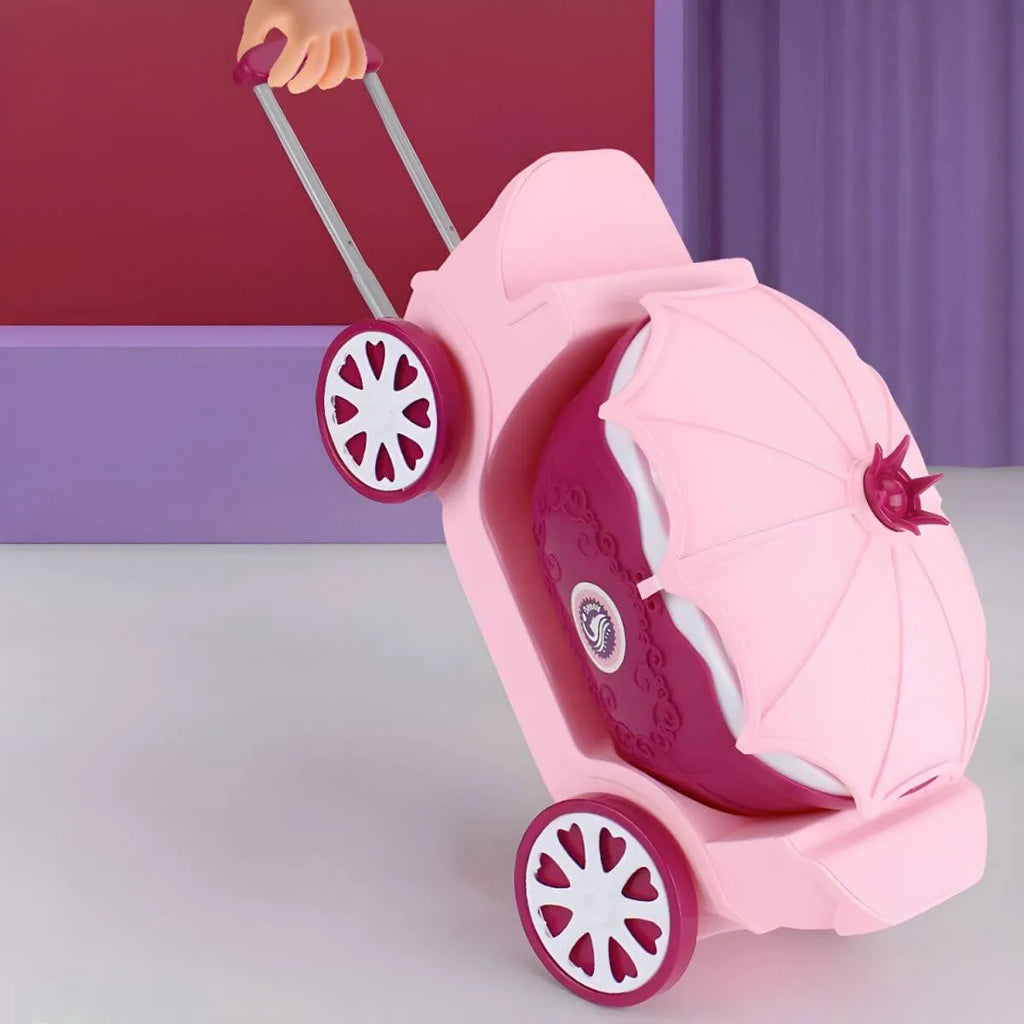 Purple Plastic Carriage-Style Kids Makeup Vanity with Mirror & Storage