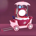 Purple Plastic Carriage-Style Kids Makeup Vanity with Mirror & Storage