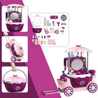 Purple Plastic Carriage-Style Kids Makeup Vanity with Mirror & Storage