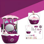 Purple Plastic Carriage-Style Kids Makeup Vanity with Mirror & Storage