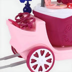 Purple Plastic Carriage-Style Kids Makeup Vanity with Mirror & Storage