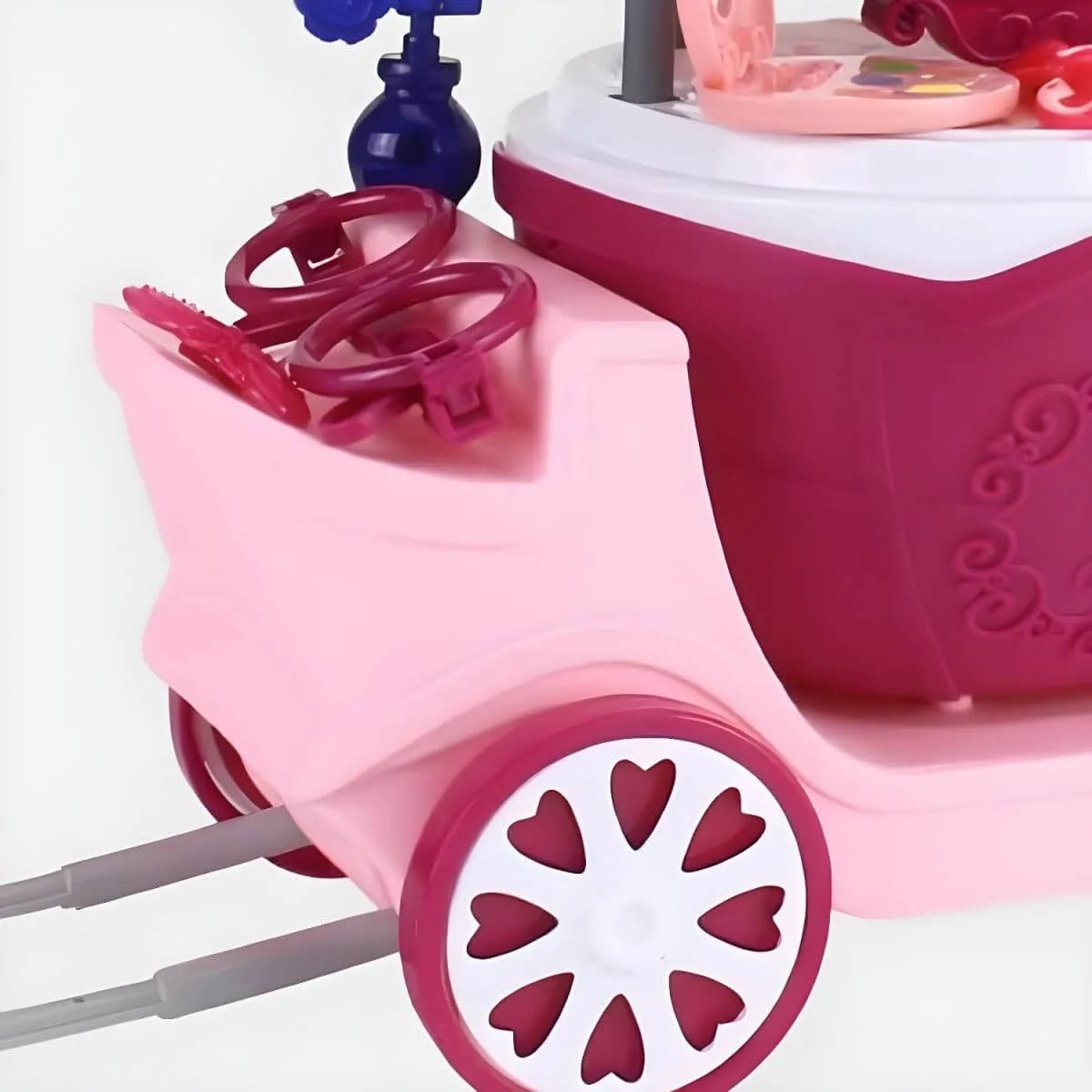 Purple Plastic Carriage-Style Kids Makeup Vanity with Mirror & Storage