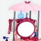 Purple Plastic Carriage-Style Kids Makeup Vanity with Mirror & Storage