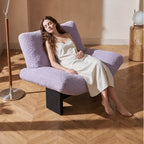 Purple Sculptural Emmi Chair in Teddy Fabric with Ash Wood Frame