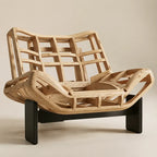 Purple Sculptural Emmi Chair in Teddy Fabric with Ash Wood Frame