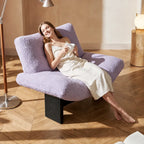 Purple Sculptural Emmi Chair in Teddy Fabric with Ash Wood Frame