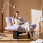 Purple Sculptural Emmi Chair in Teddy Fabric with Ash Wood Frame