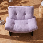 Purple Sculptural Emmi Chair in Teddy Fabric with Ash Wood Frame