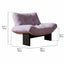 Purple Sculptural Emmi Chair in Teddy Fabric with Ash Wood Frame Dimensions
