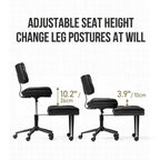 Quilted Black PU Meditation Office Chair With Ottoman, Swivel Storage Design