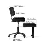 Quilted Black PU Meditation Office Chair With Ottoman, Swivel Storage Design Dimensions