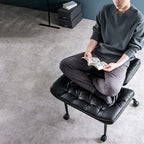 Quilted Black PU Meditation Office Chair With Ottoman, Swivel Storage Design Main Product Image