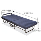 Quilted Upholstered Rollaway Bed With Cushioned Armrest, Space-Saving Guest Sleeper