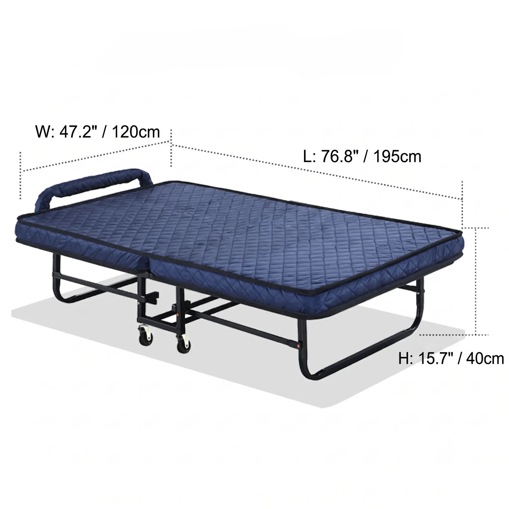 Quilted Upholstered Rollaway Bed With Cushioned Armrest, Space-Saving Guest Sleeper
