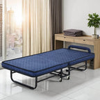 Quilted Upholstered Rollaway Bed With Cushioned Armrest, Space-Saving Guest Sleeper Main Product Image
