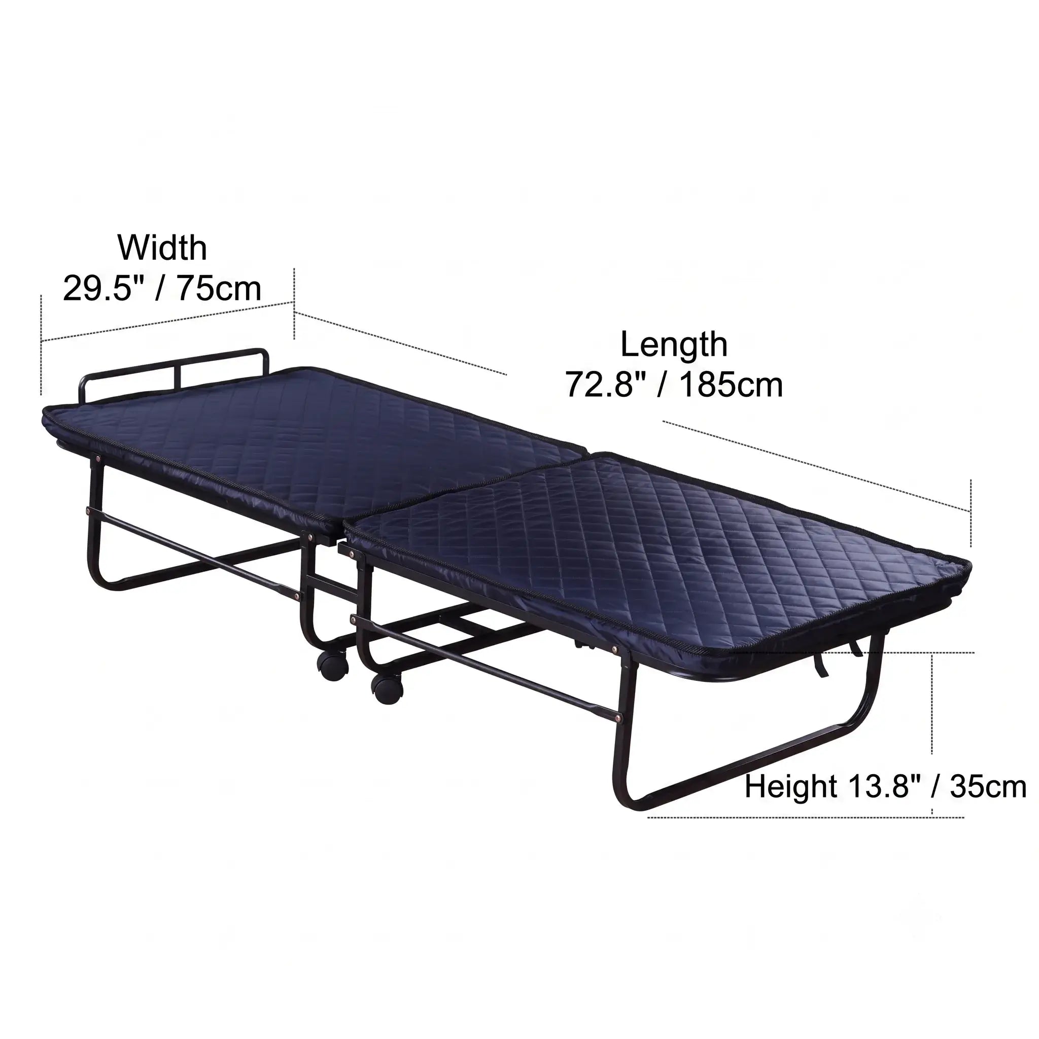 Quilted Upholstered Rollaway Bed With Cushioned Armrest, Space-Saving Guest Sleeper