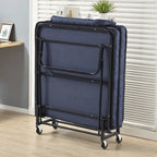 Quilted Upholstered Rollaway Bed With Cushioned Armrest, Space-Saving Guest Sleeper