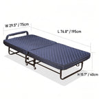 Quilted Upholstered Rollaway Bed With Cushioned Armrest, Space-Saving Guest Sleeper