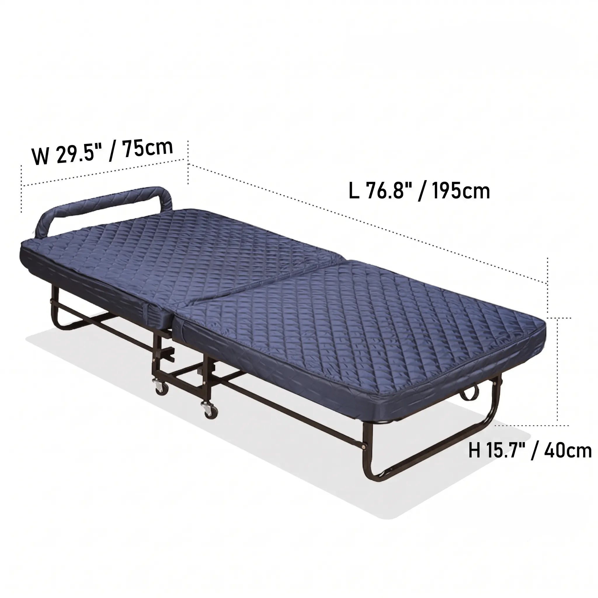 Quilted Upholstered Rollaway Bed With Cushioned Armrest, Space-Saving Guest Sleeper