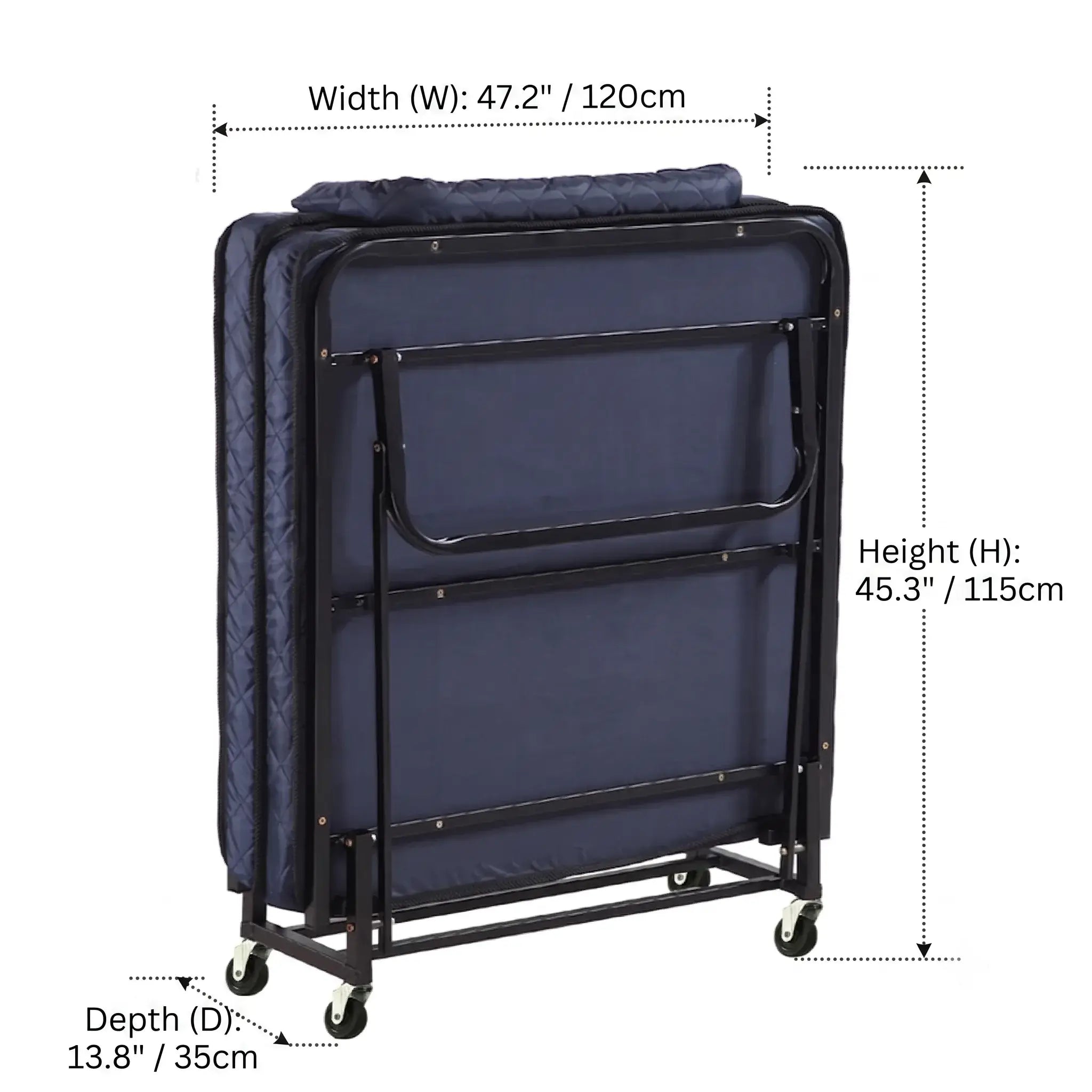Quilted Upholstered Rollaway Bed With Cushioned Armrest, Space-Saving Guest Sleeper Dimensions