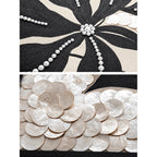 Radiant Floral Mother of Pearl Wall Art with Textured Black Relief